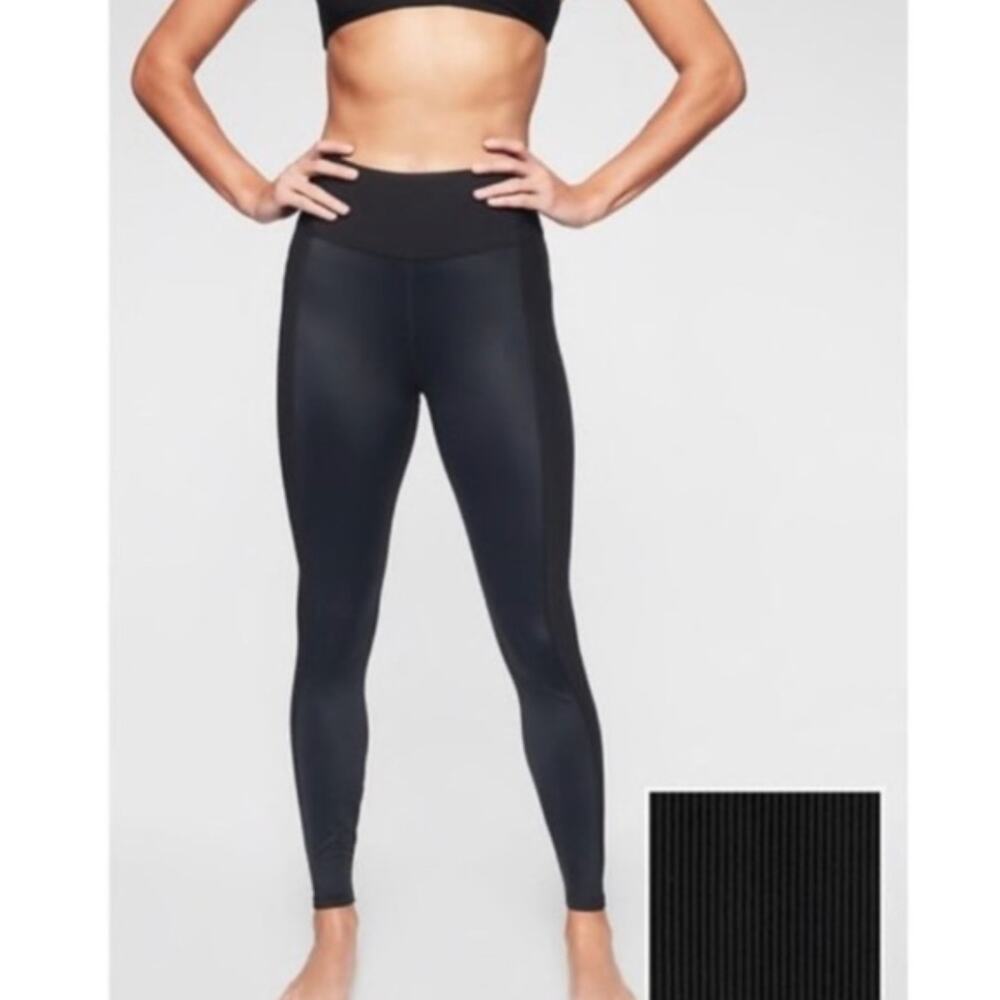 Athleta Cloudbreaker Rib Paddle Swim Tight Black High Rise AquaRib Women's XS